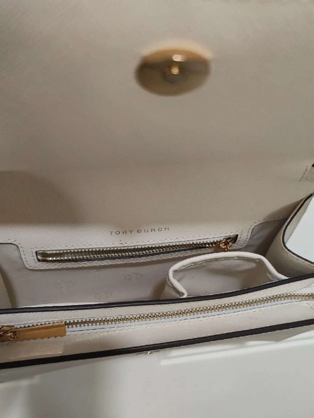 Tory Burch Cream Crossbody Bag with Gold Logo